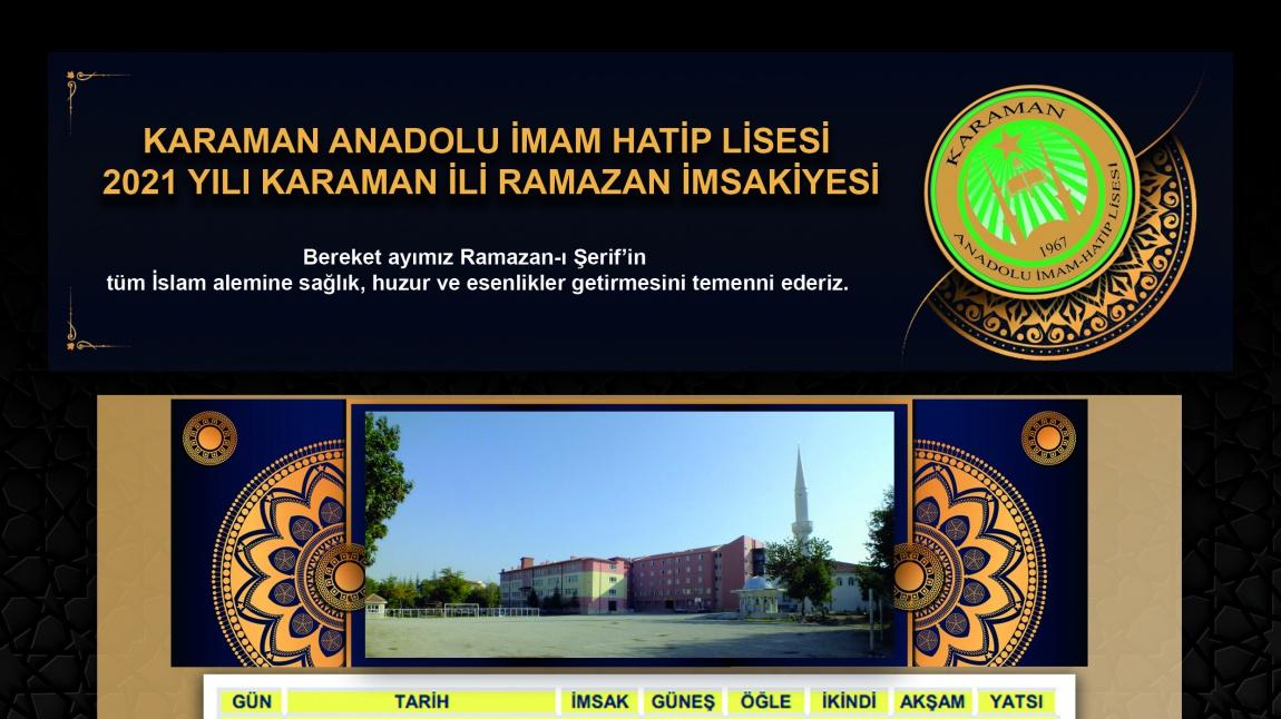 Karaman Anadolu İmam Hatip Lisesi 2021 Ramazan İmsakiyemiz